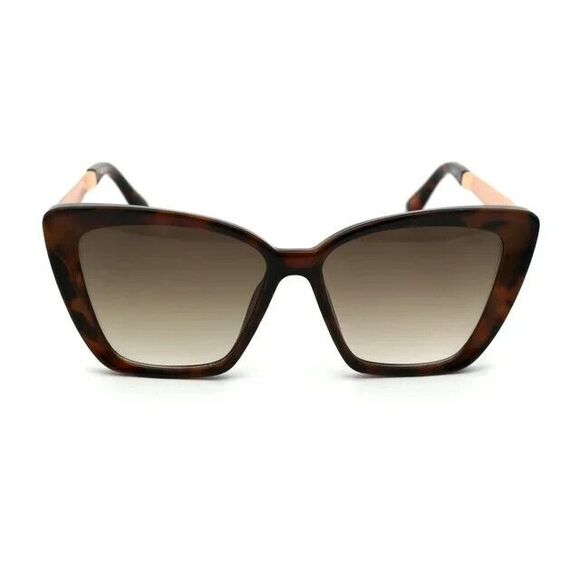 Womens Mod Chic Cat Eye Designer Sunglasses Solid Tortoise Brown - Picture 1 of 4